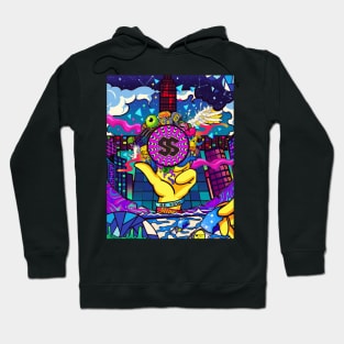 Dope Slluks colorful city night mirage illustration Hoodie